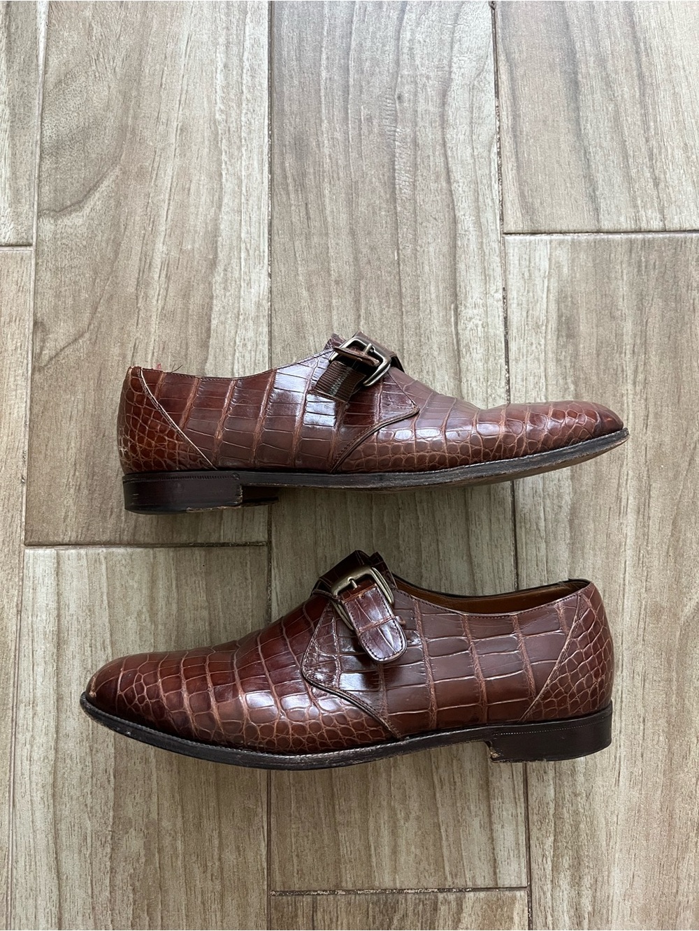 Premium vintage Davanzati made in Italy alligator skin monk strap shoes